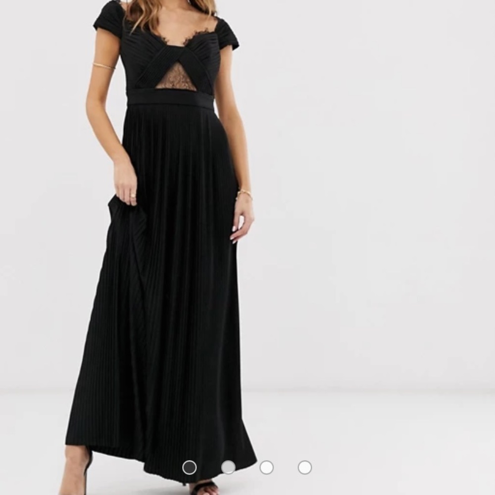 ASOSDESIGNpremium lace and pleat off the shoulder